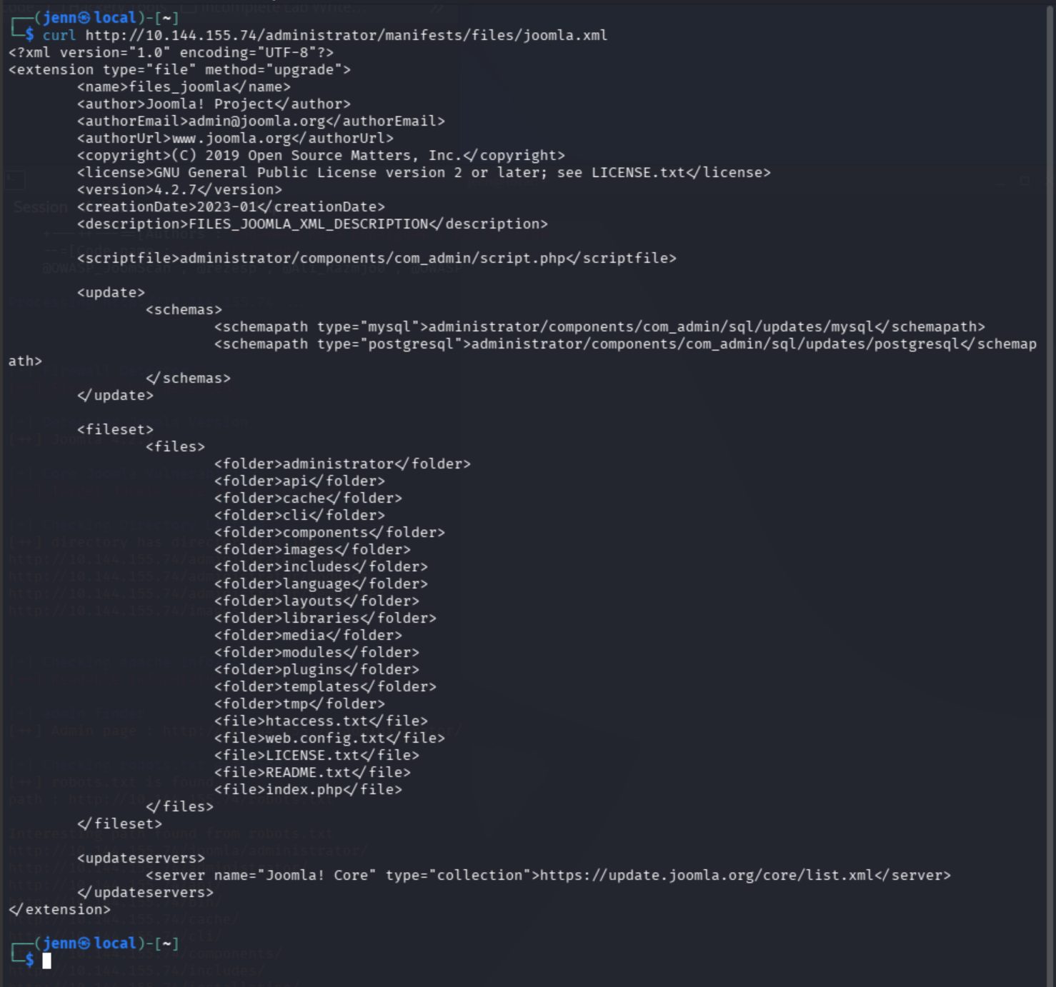 curl joomla.xml returning version 4.2